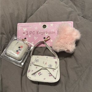 Under One Sky Kids Floral Bag with Pink Fluffy Charm